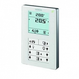 QMX3.P37 - Room operator unit KNX with temperature sensor, segmented backlit display, configurable touchkeys, LED display